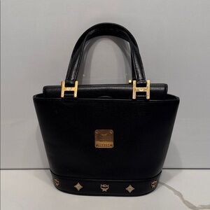 MCM Black Leather Tote Bag